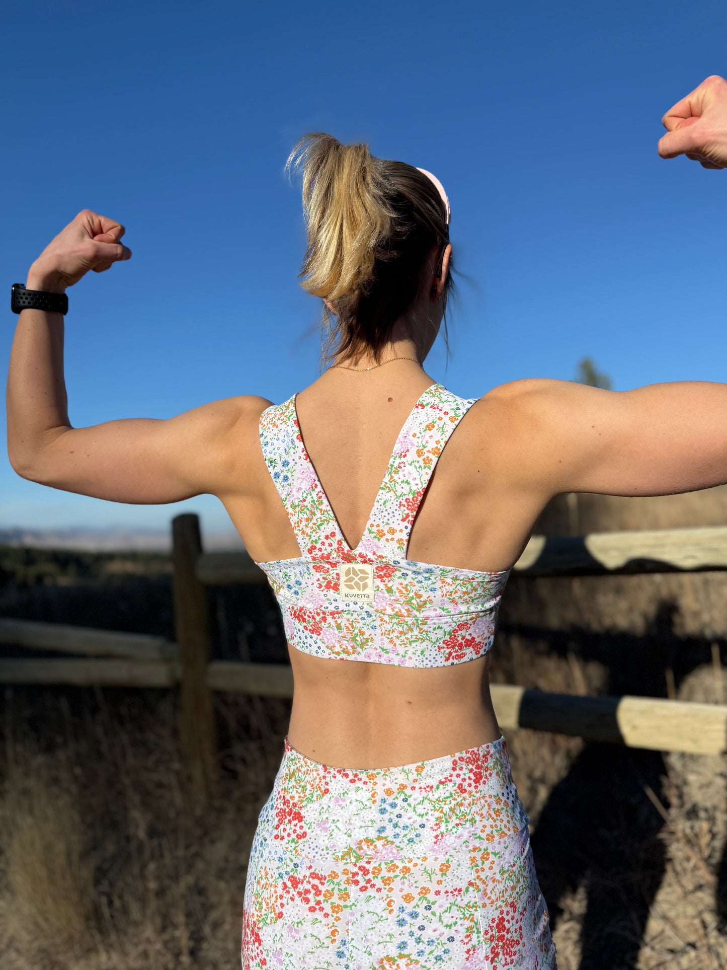 Square Neck Sports Bra - Ditsy Daydream