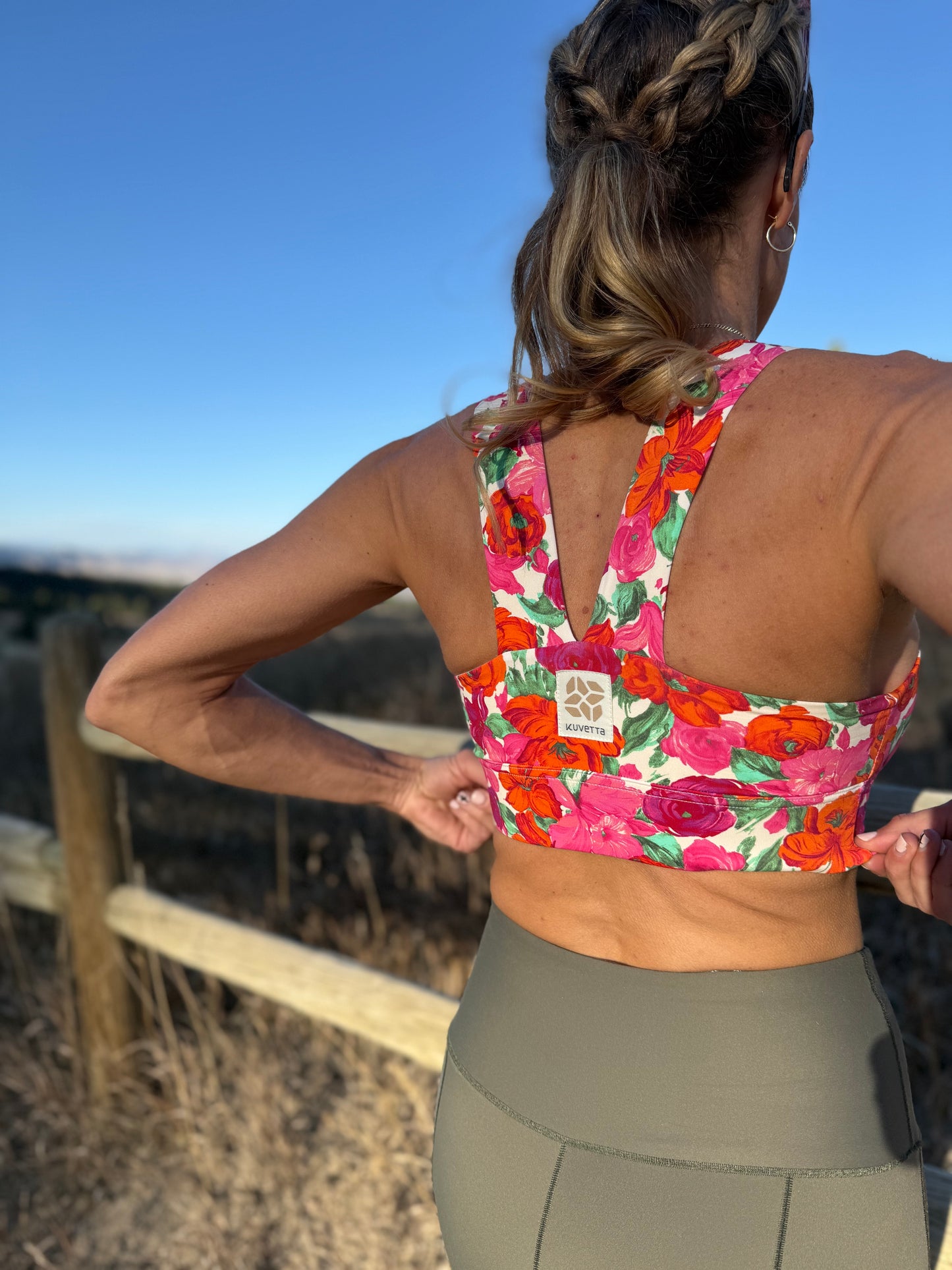 Square Neck Sports Bra - Rosy Pink