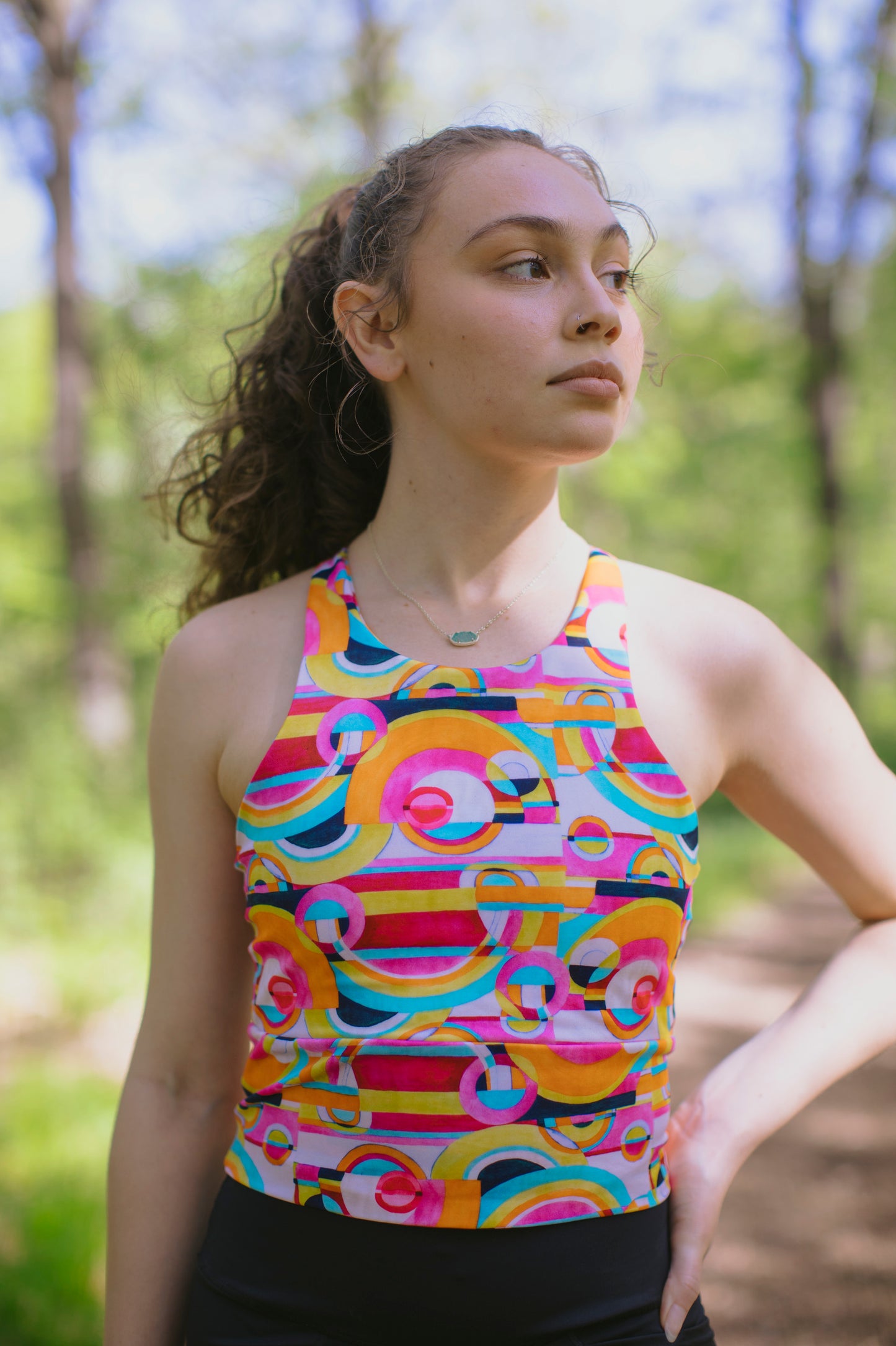 Made-to-order: High Neck Crop - Pink Disco