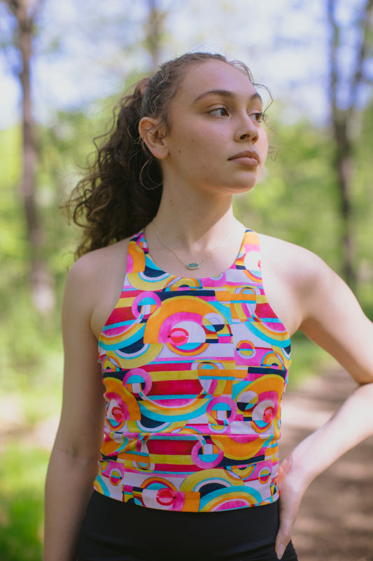 Made-to-order: High Neck Crop - Pink Disco