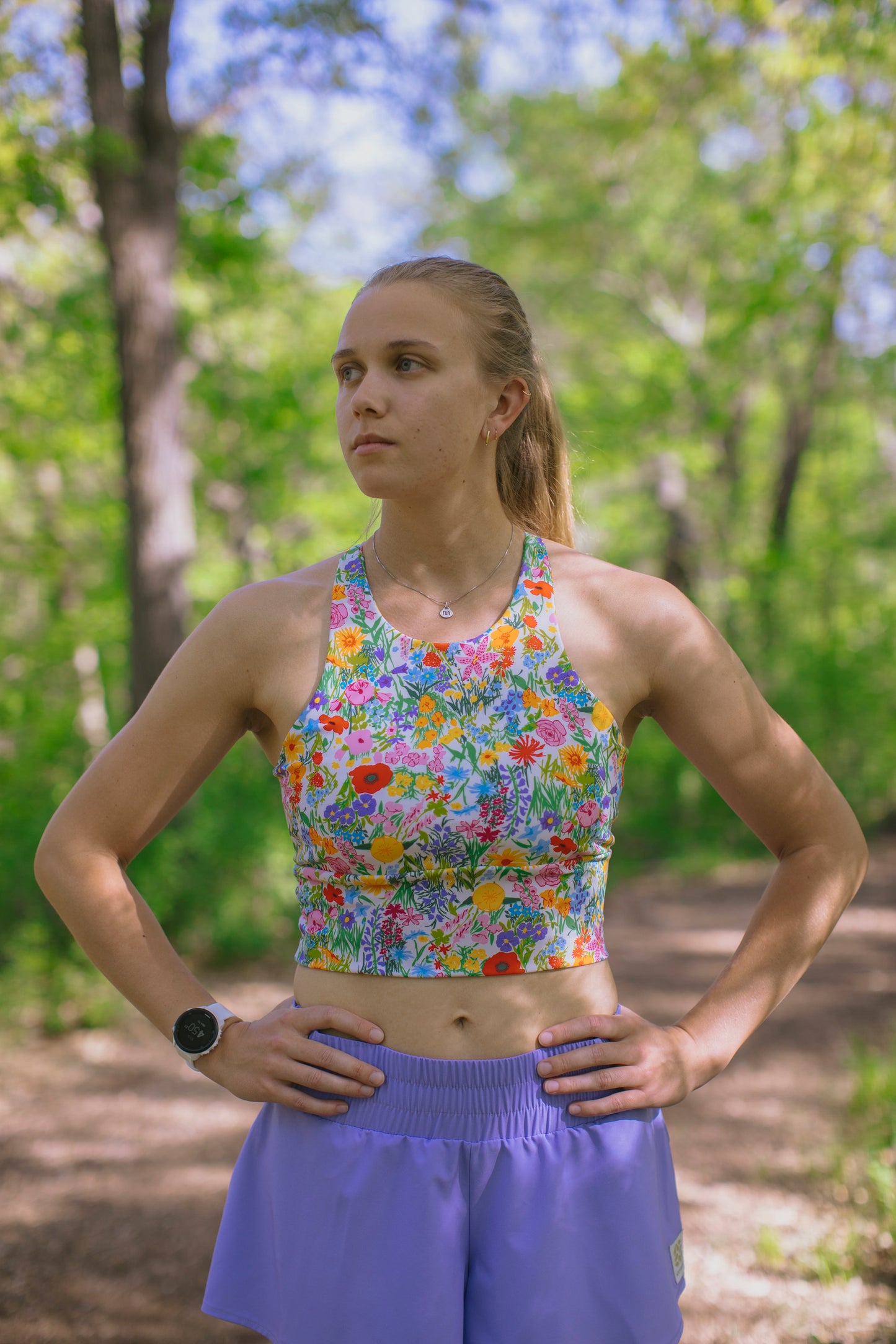 Made-to-order: High Neck Crop - Whimsy Wildflower