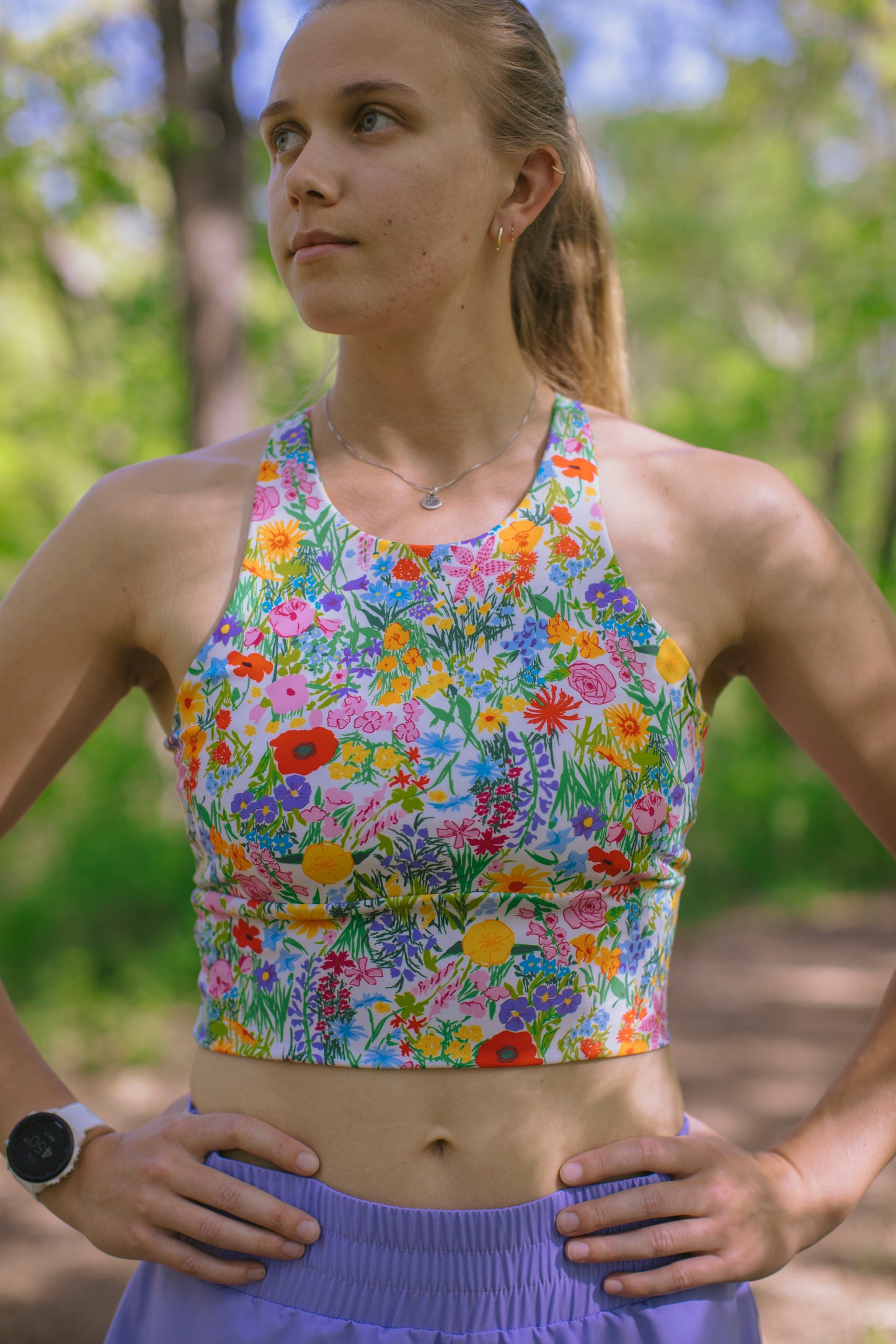 Made-to-order: High Neck Crop - Whimsy Wildflower