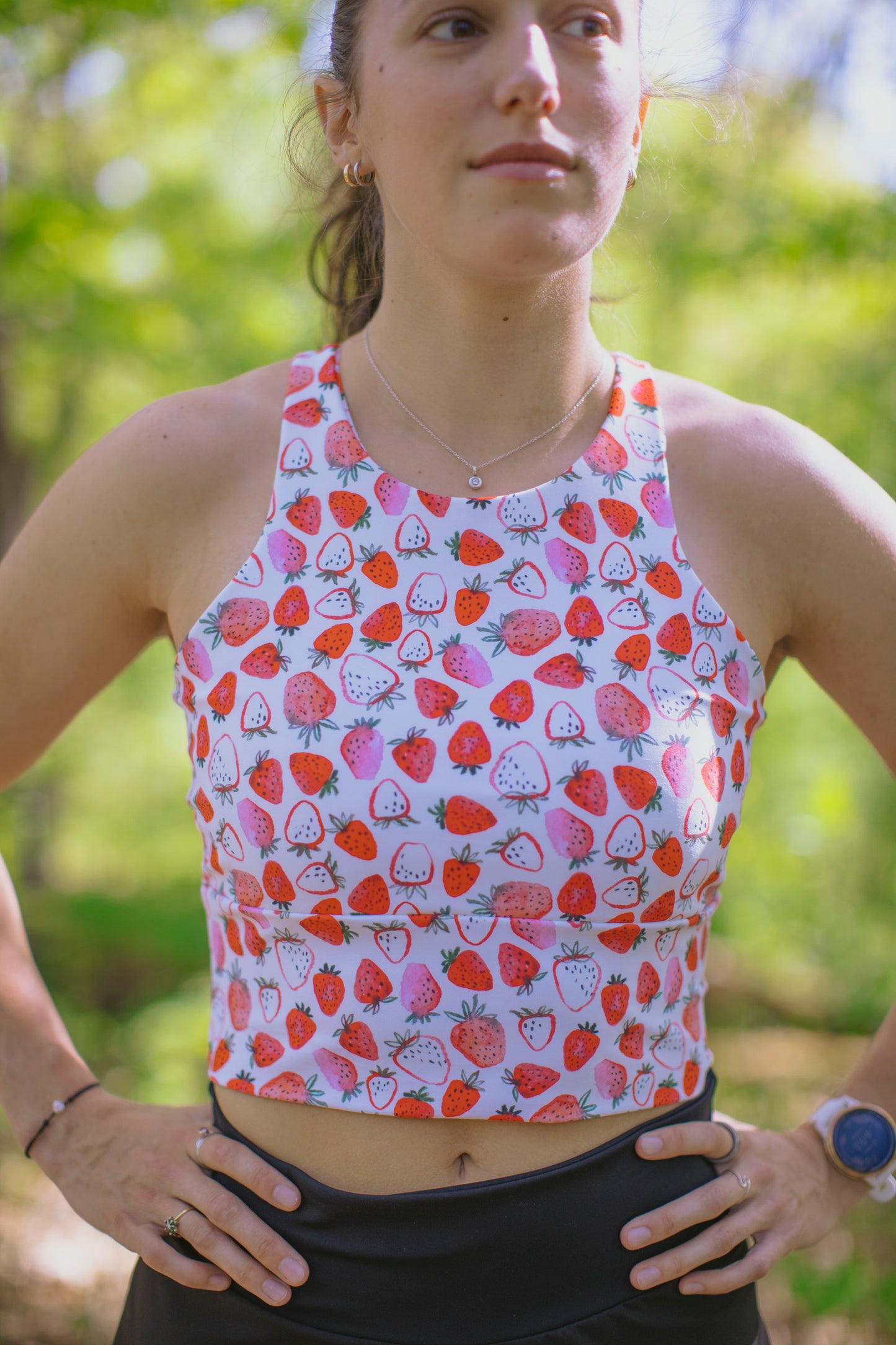 PREORDER: High Neck Crop - Strawberries & Cream
