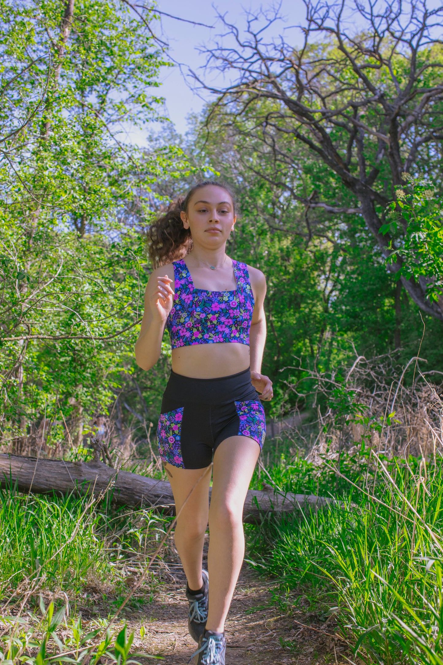 Square Neck Sports Bra - Electric Lilac
