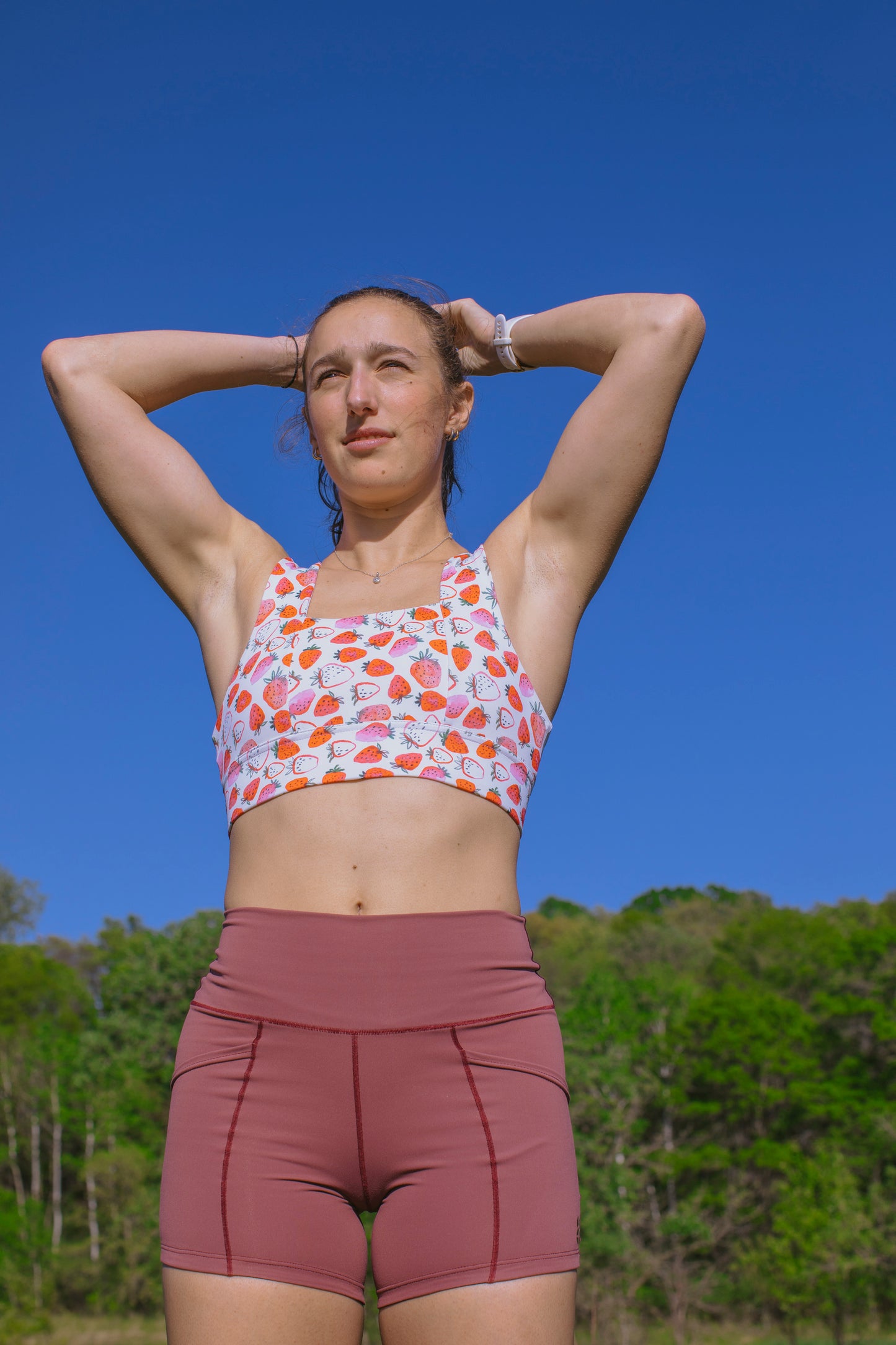 Made-to-order: Square Neck Sports Bra - Strawberries & Cream