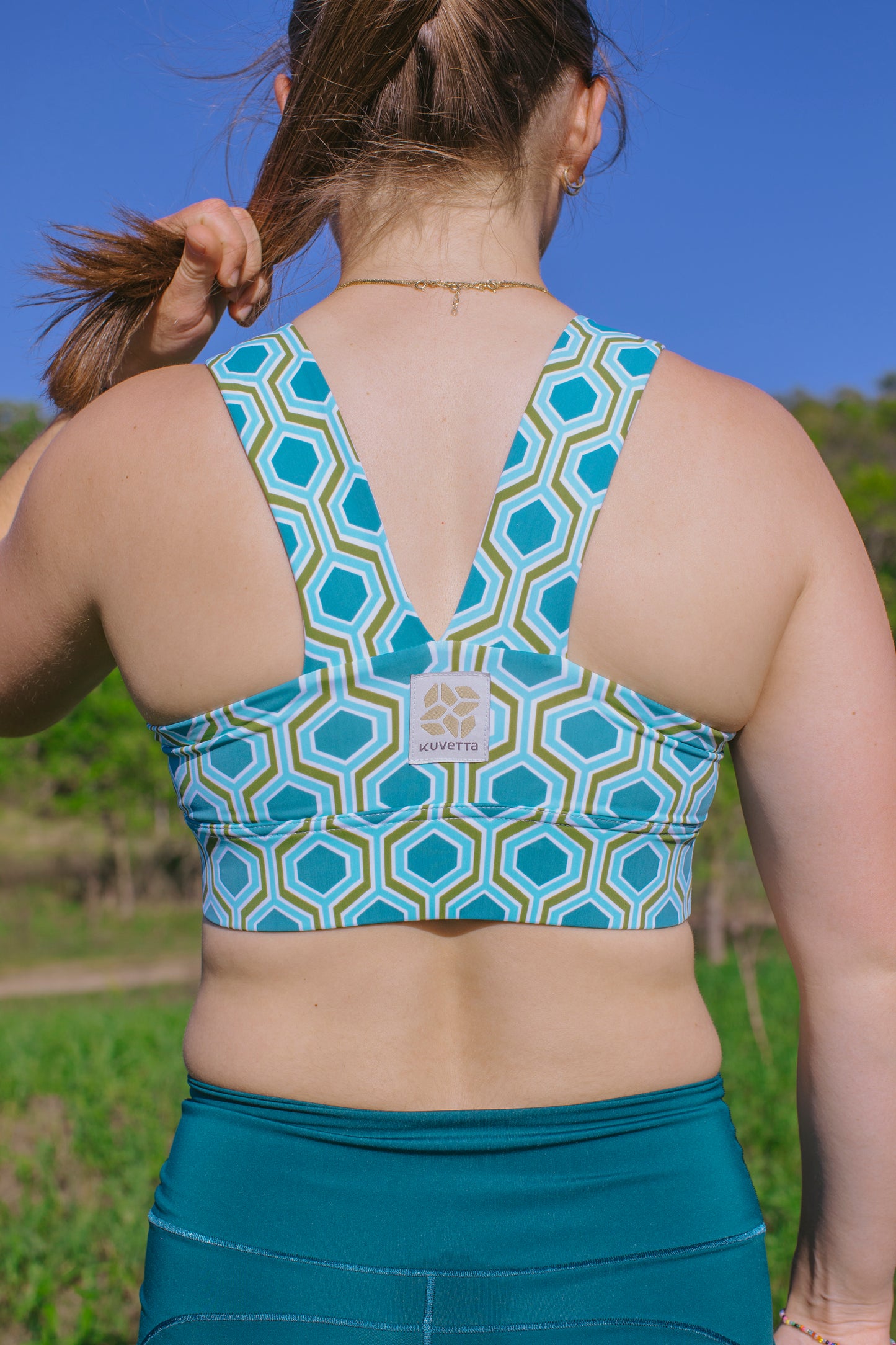 Made-to-order: Square Neck Sports Bra - Tiled Teal