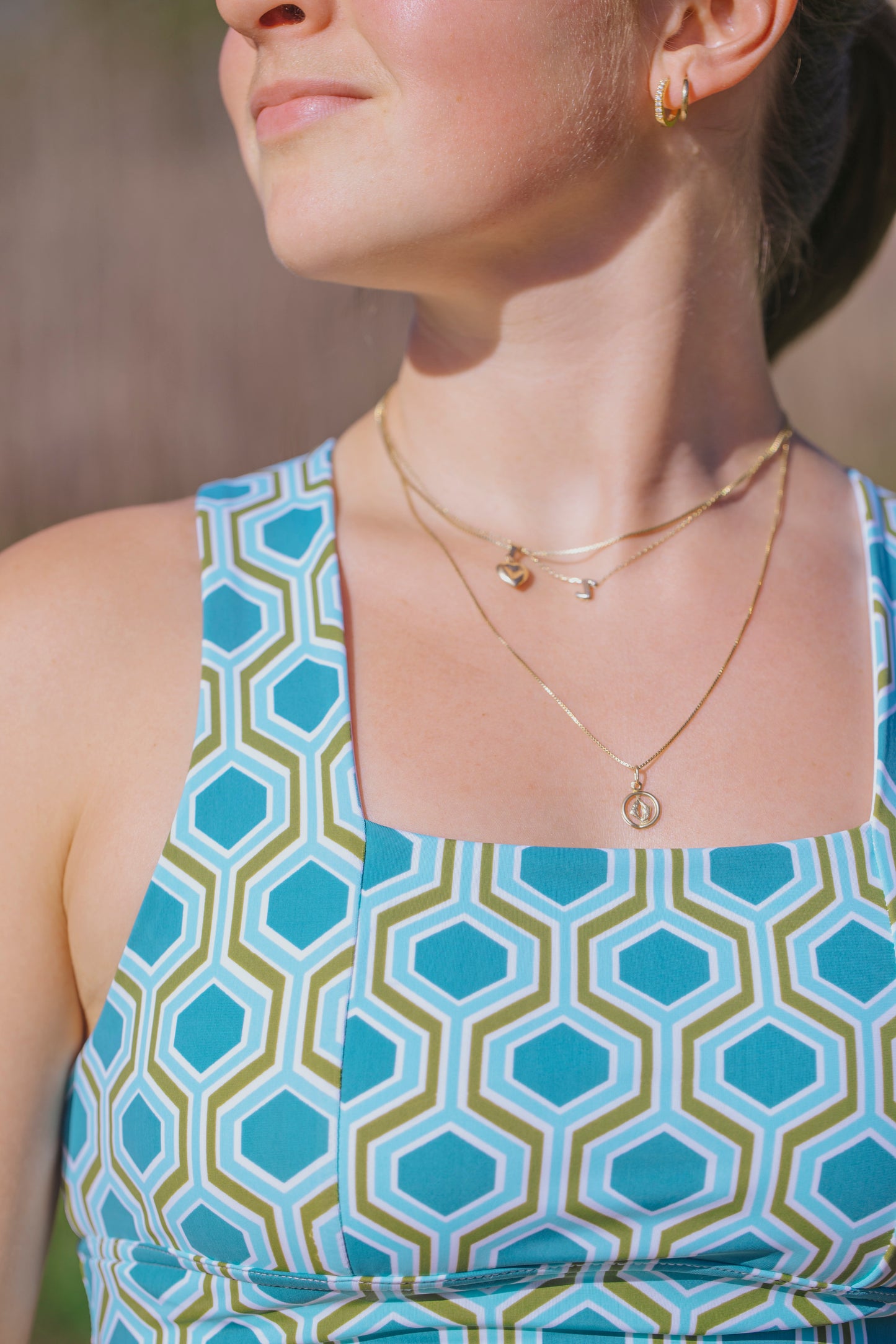 Made-to-order: Square Neck Sports Bra - Tiled Teal