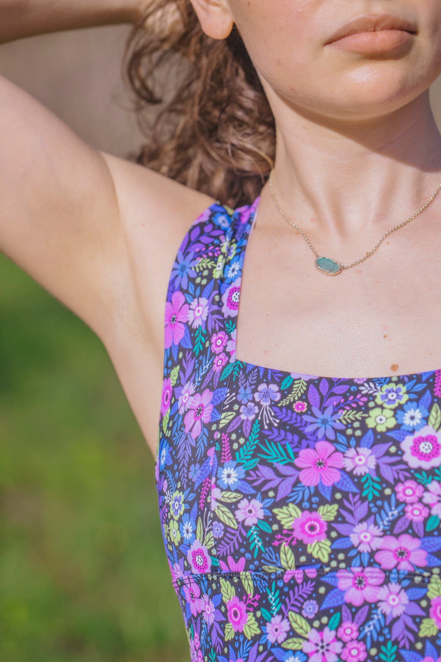 Square Neck Sports Bra - Electric Lilac