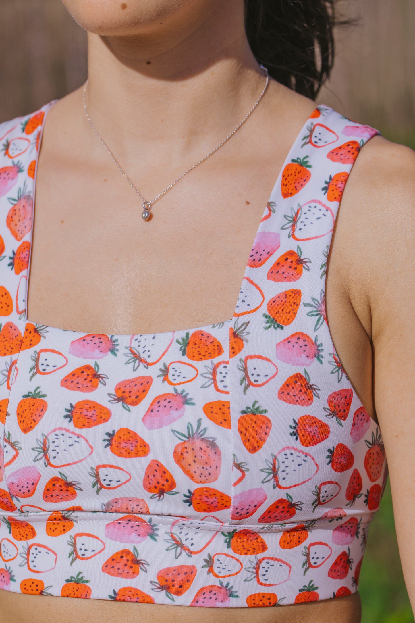 Made-to-order: Square Neck Sports Bra - Strawberries & Cream
