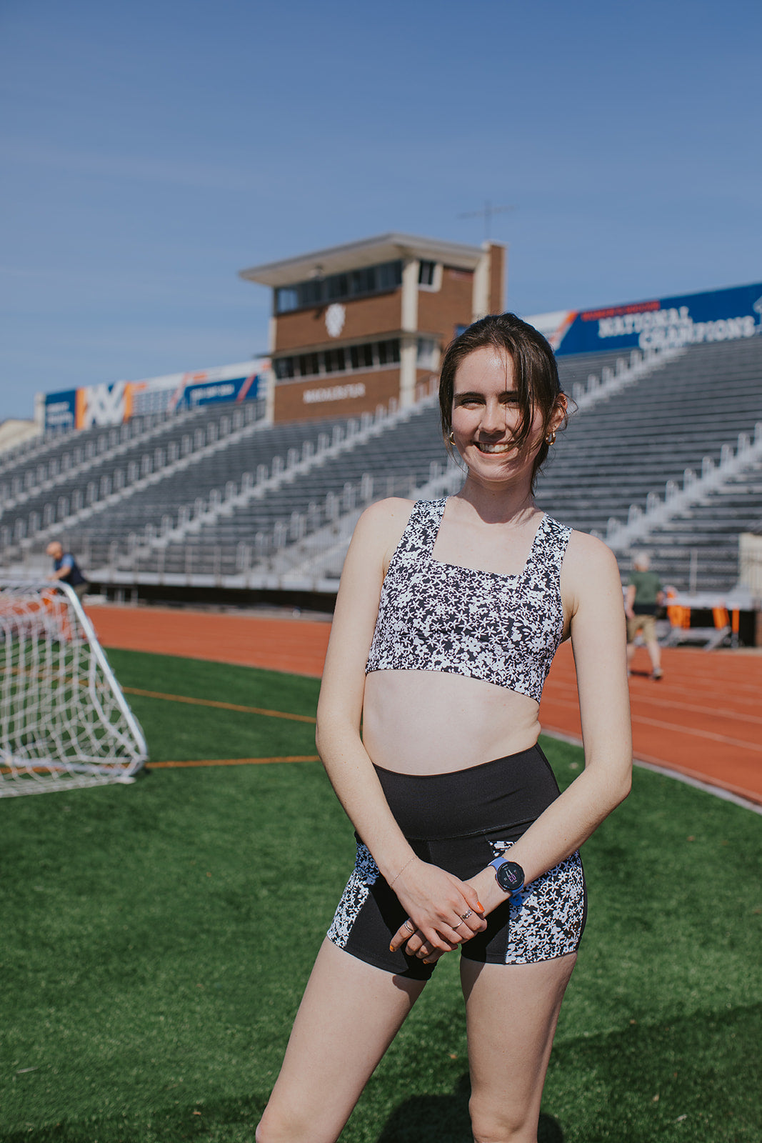 Made-to-order: Square Neck Sports Bra - Black & Blossom