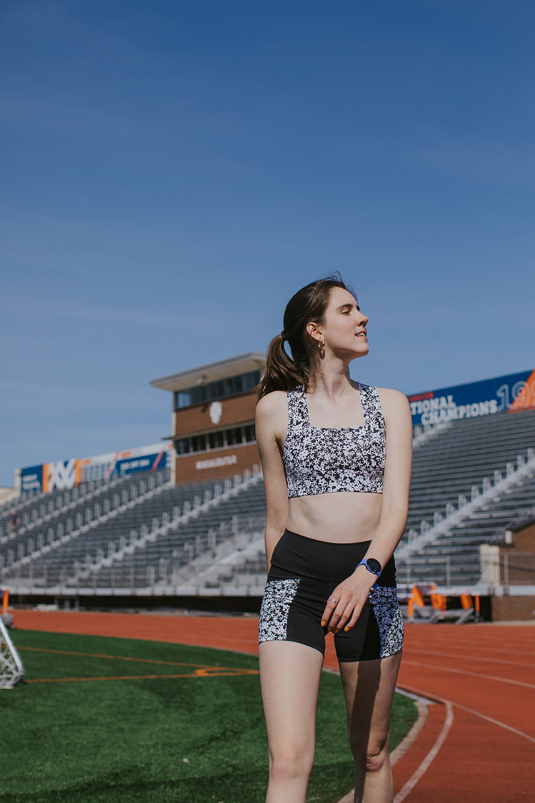 Made-to-order: Square Neck Sports Bra - Black & Blossom