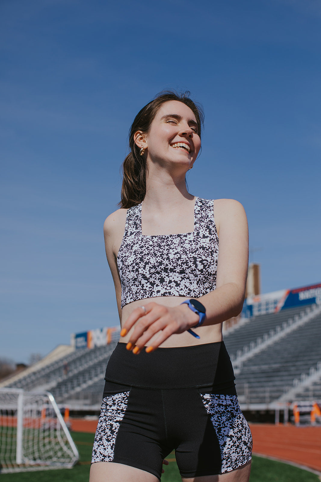 Made-to-order: Square Neck Sports Bra - Black & Blossom