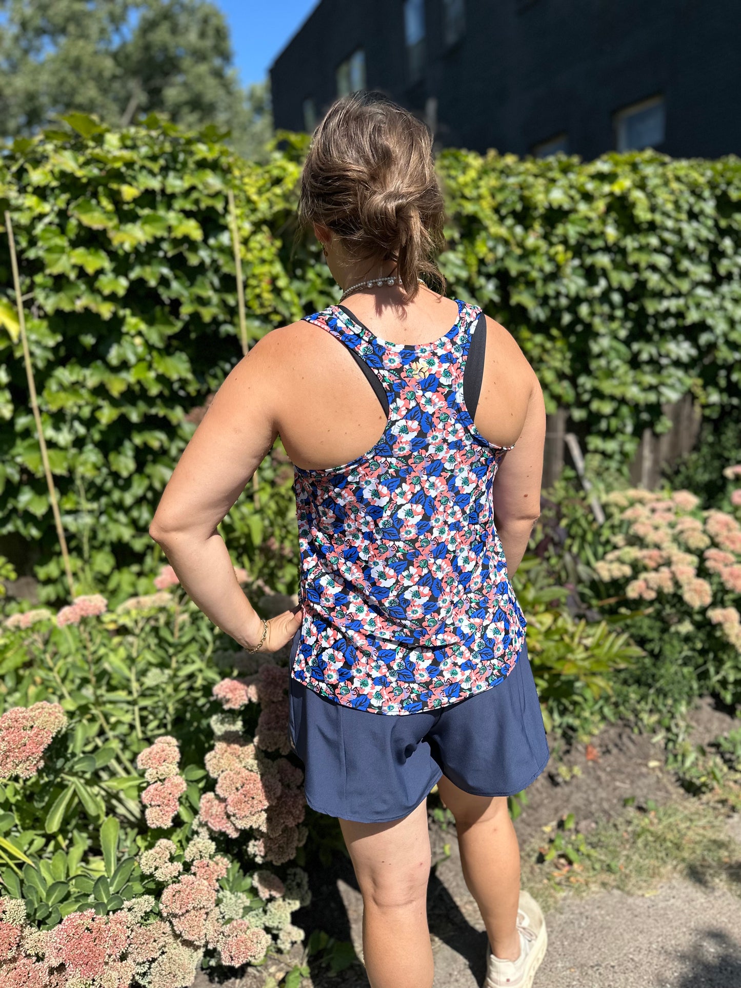 Loose Fit Tank Top - Pink & Blue Floral