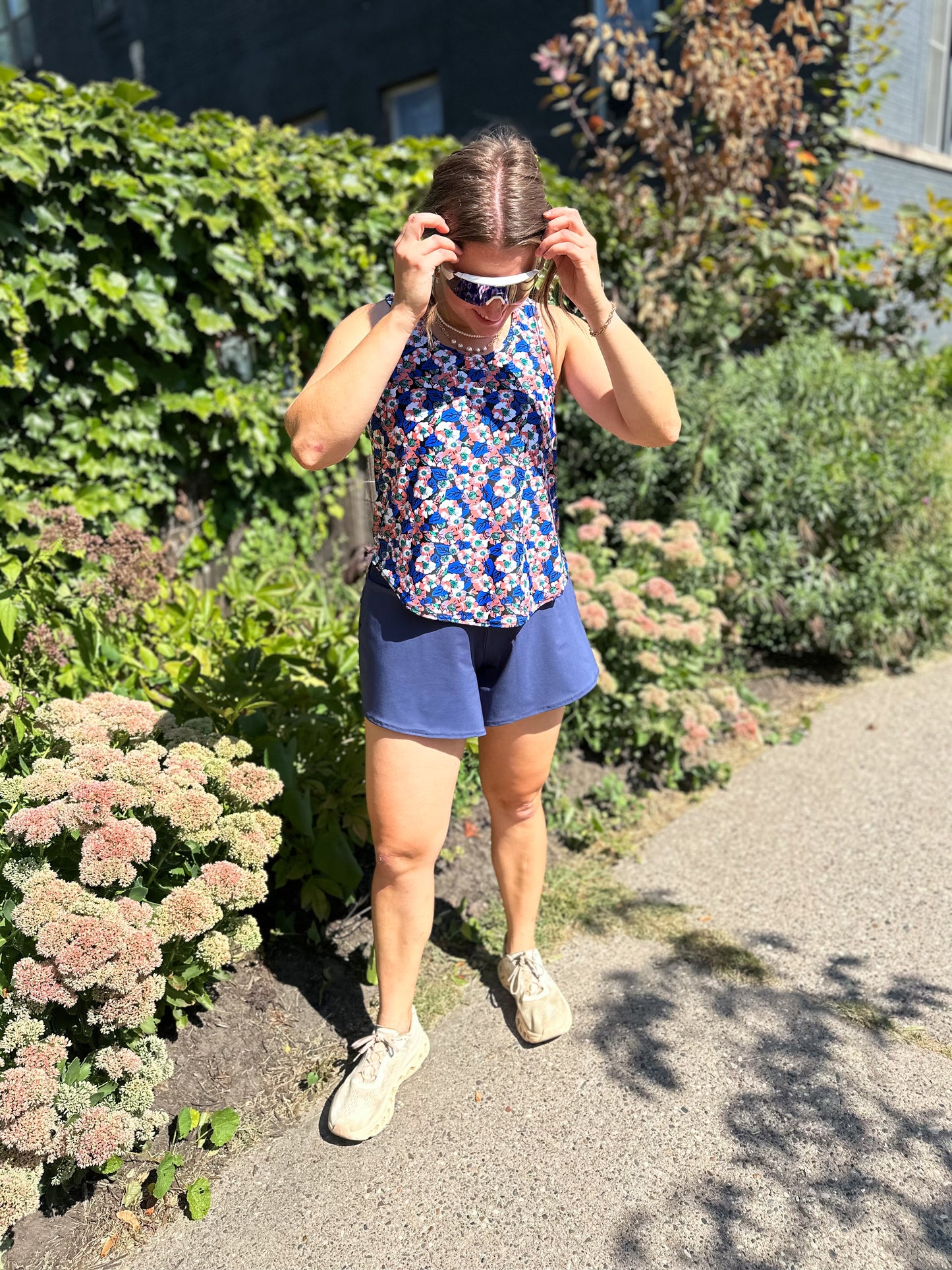 Loose Fit Tank Top - Pink & Blue Floral