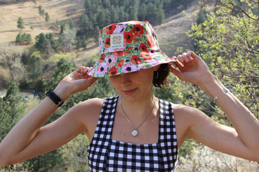 Bucket Hat:  Hot Pink + Rosy Floral