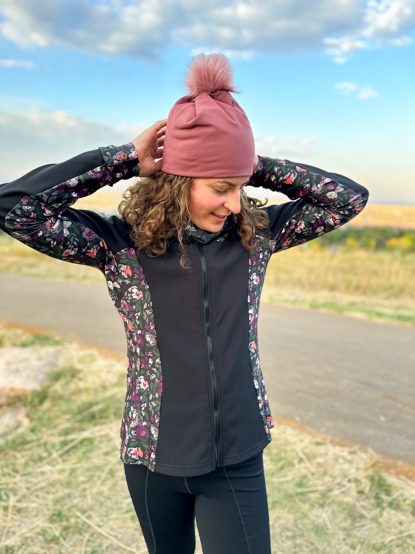 Winter Training Jacket - Black & Pink Floral