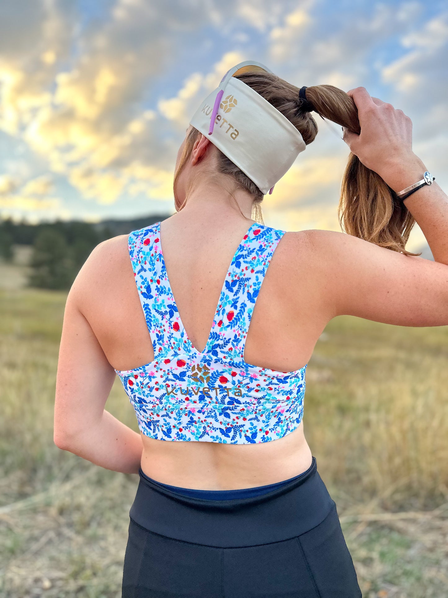 Square Neck Sports Bra - Blue Vine