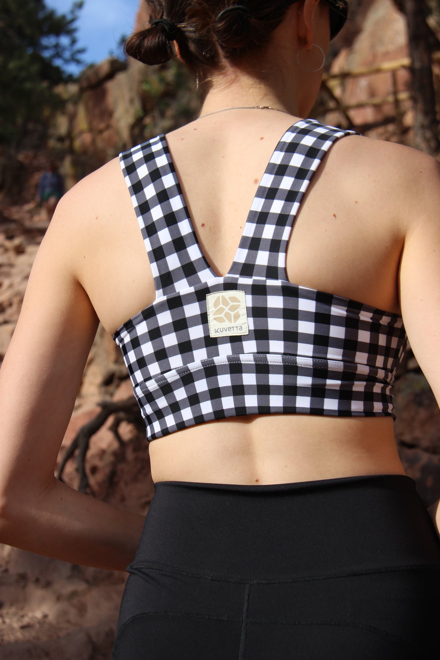 Square Neck Sports Bra -  Gritty Gingham
