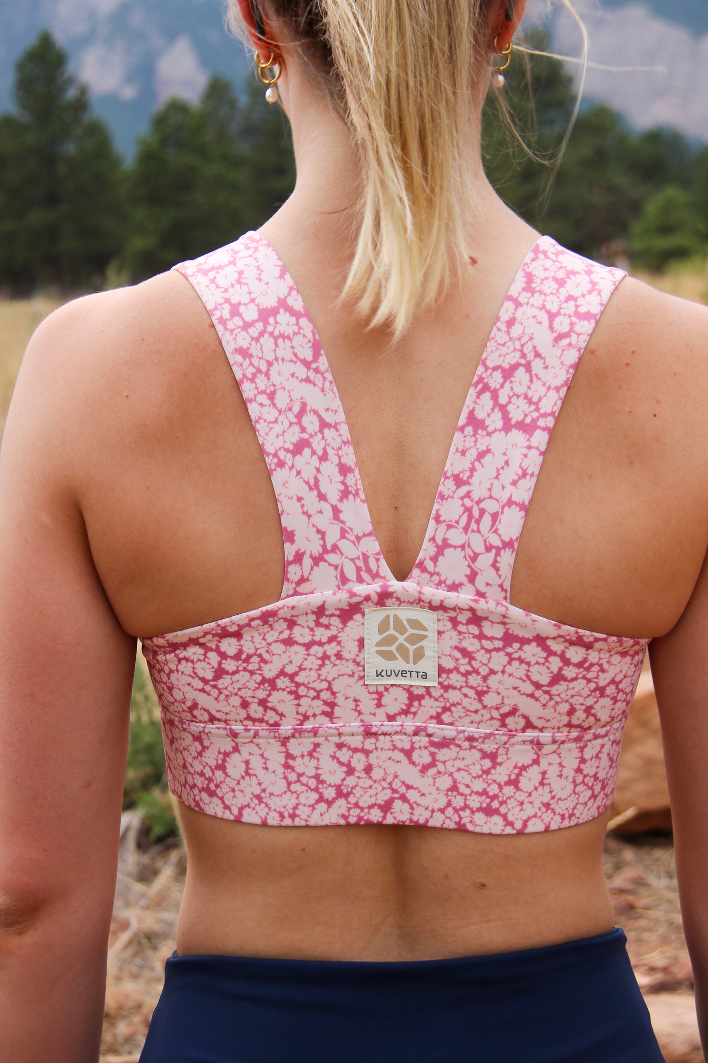 Square Neck Sports Bra -  Blush Bloom