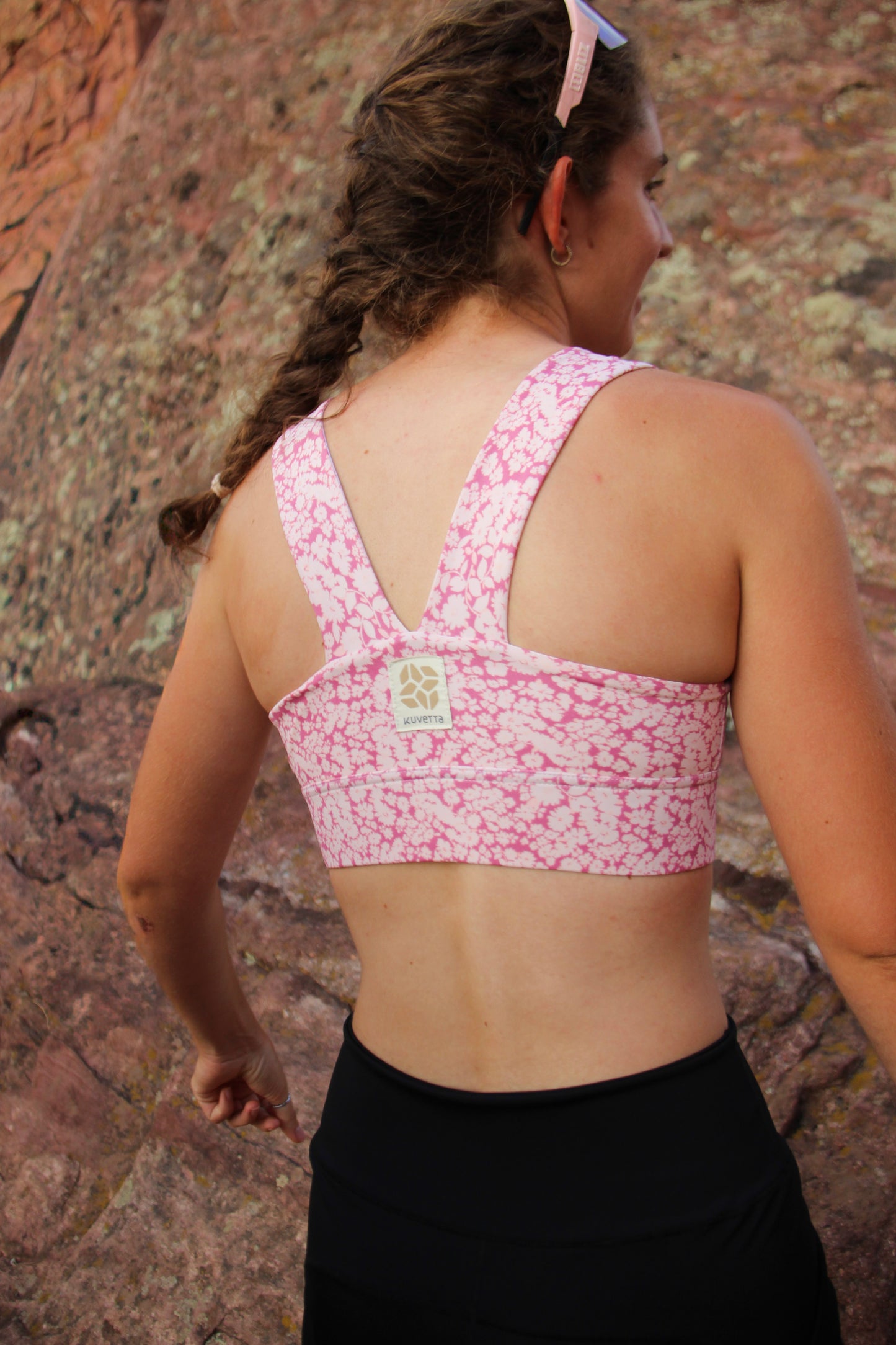 Square Neck Sports Bra -  Blush Bloom