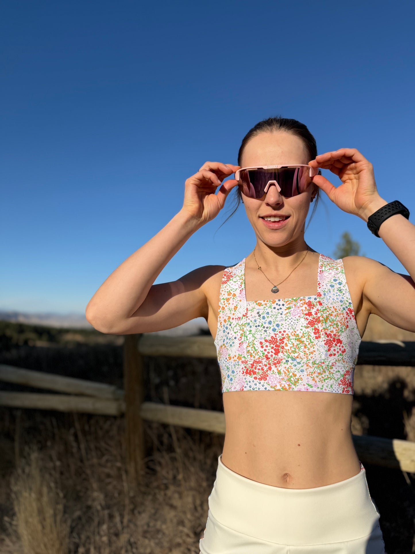 Square Neck Sports Bra - Ditsy Daydream
