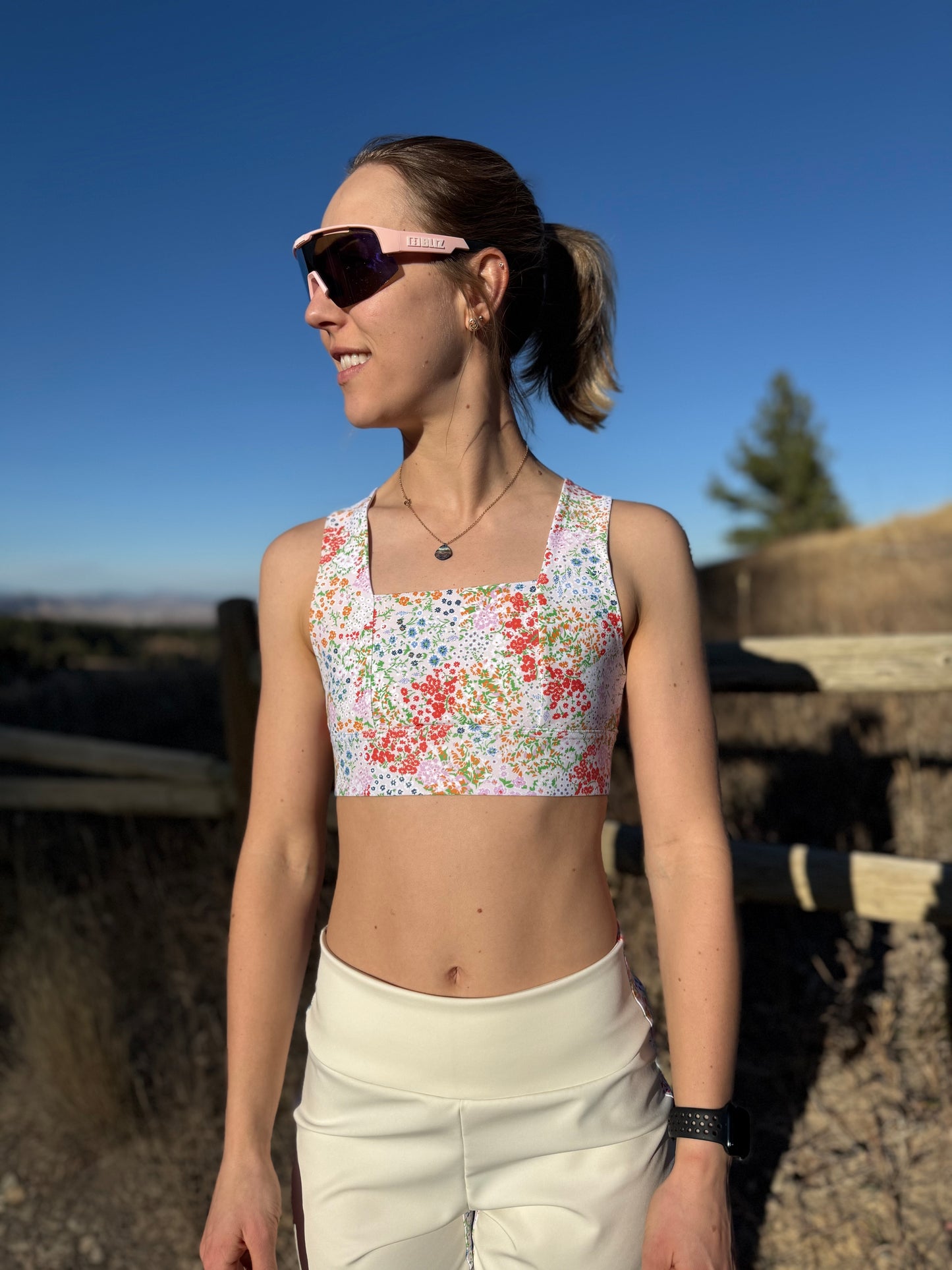 Square Neck Sports Bra - Ditsy Daydream