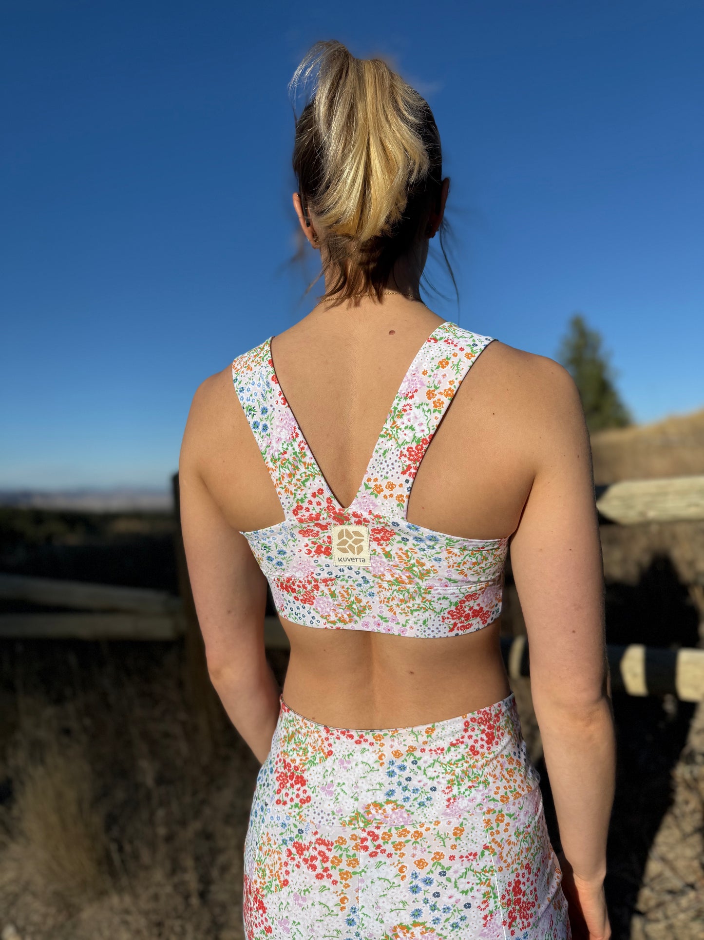 Square Neck Sports Bra - Ditsy Daydream