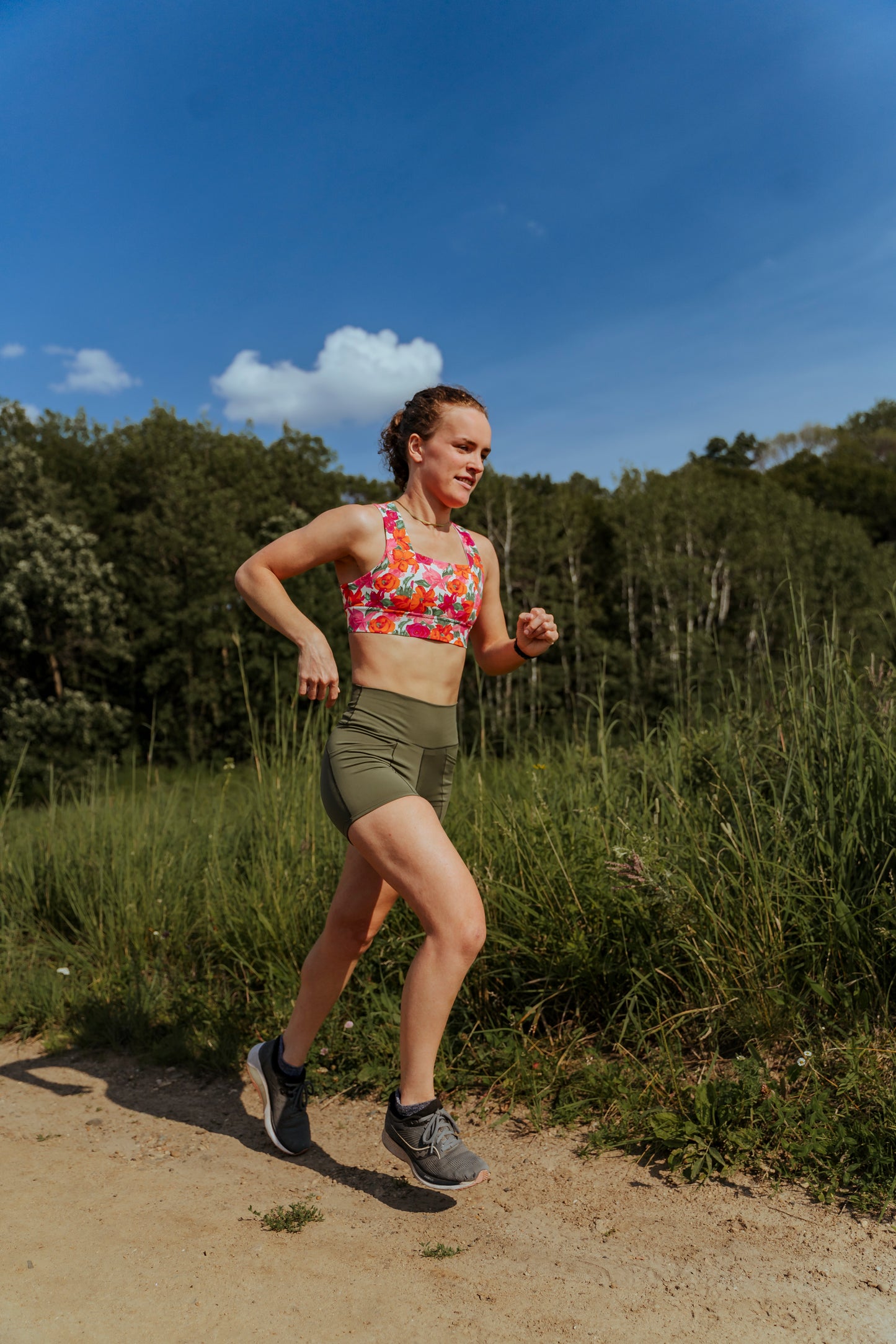 Square Neck Sports Bra - Pink Rose