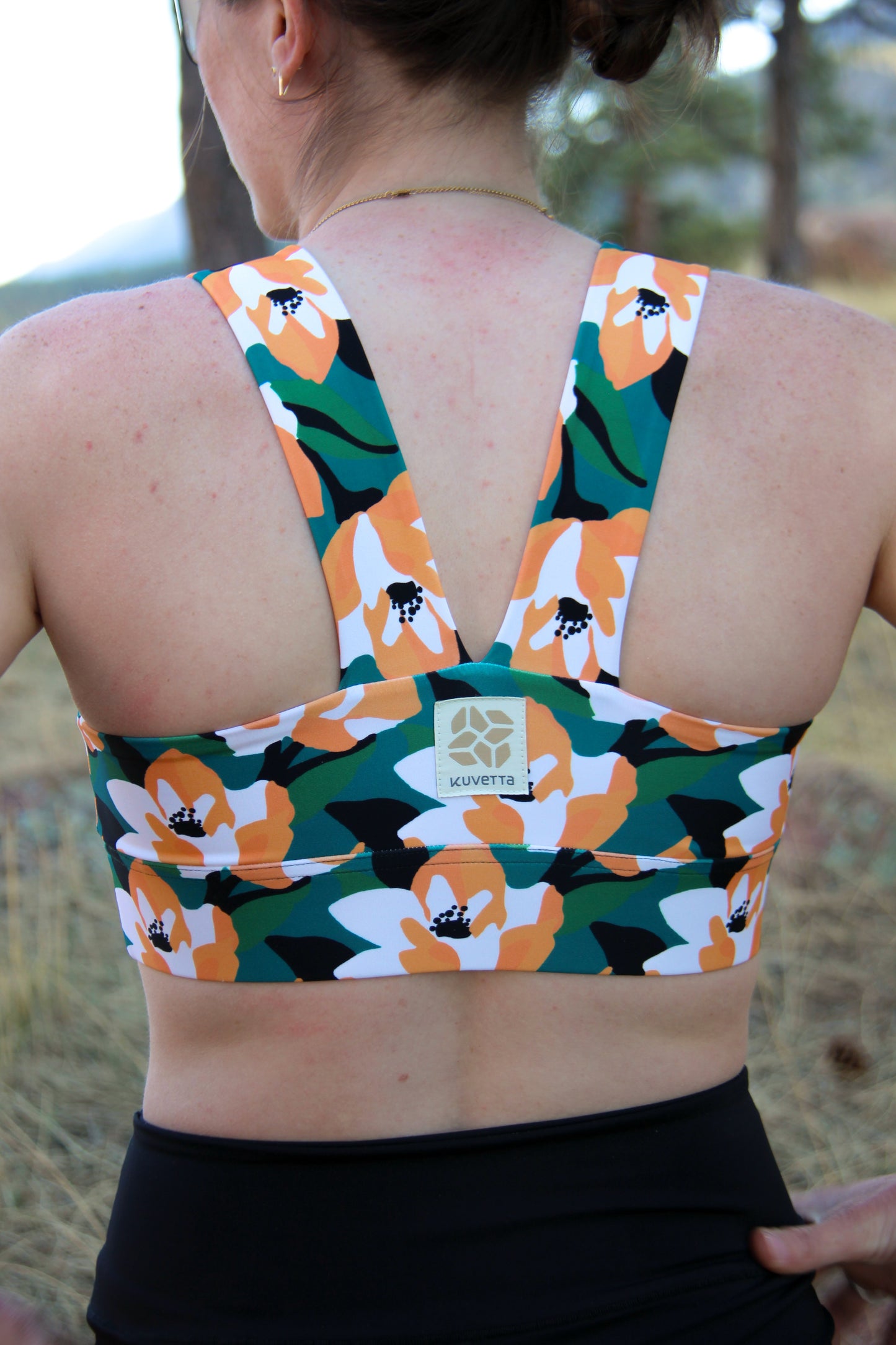 Square Neck Sports Bra -  Brushed Lilies
