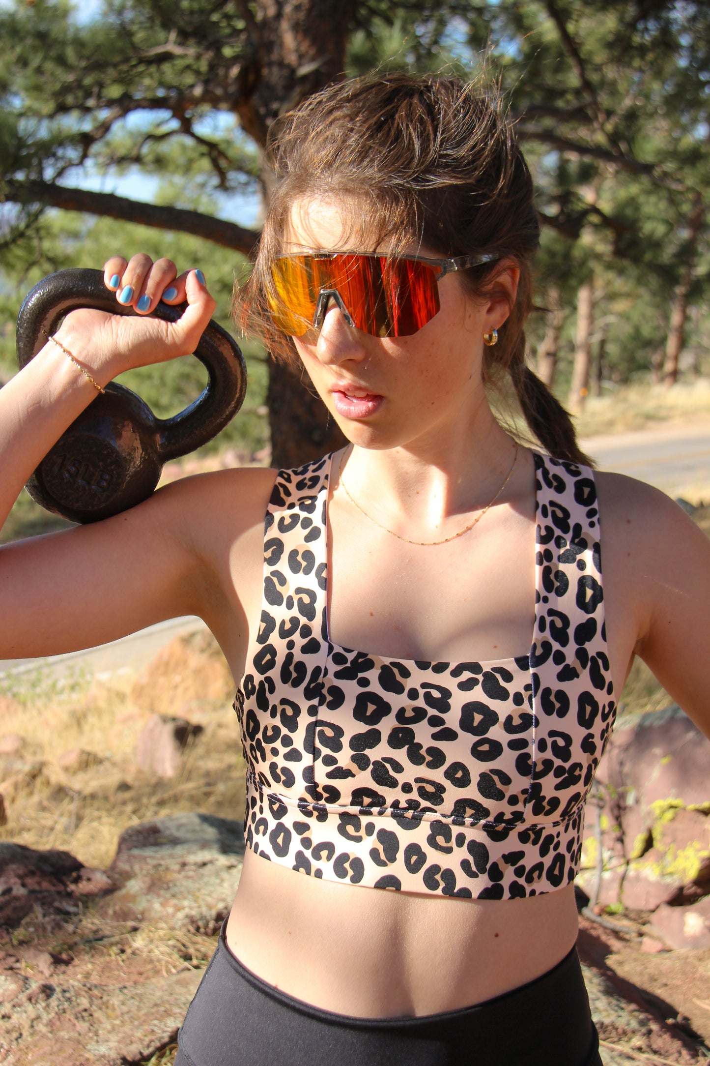 Square Neck Sports Bra -  Cheetah-licious