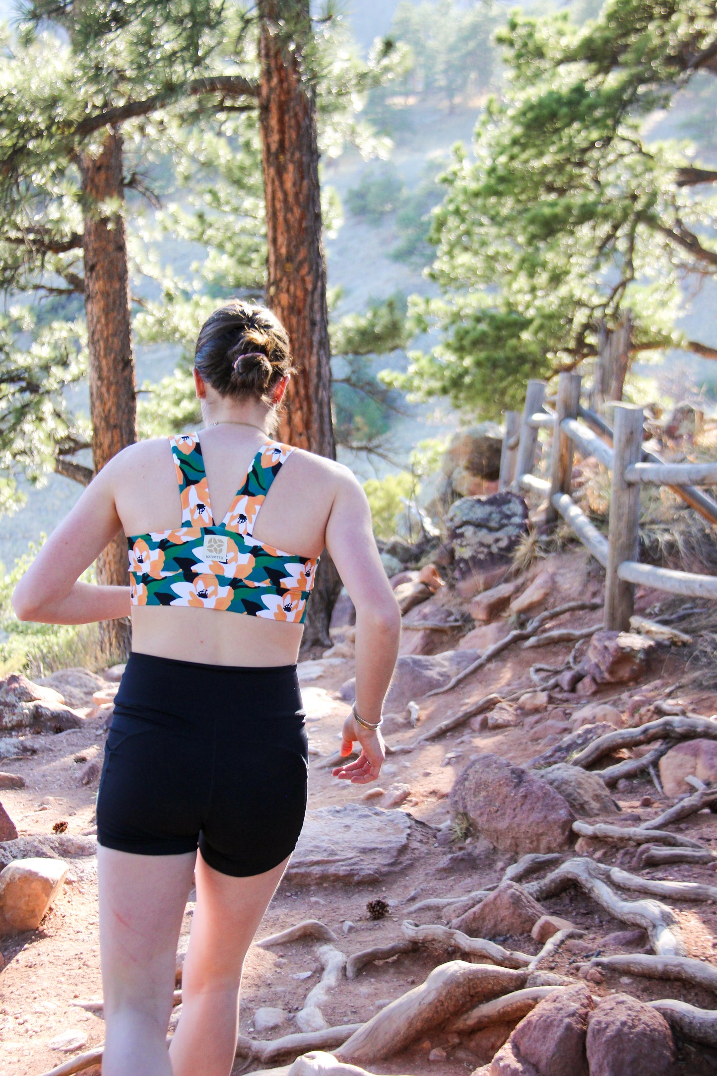 Square Neck Sports Bra -  Brushed Lilies