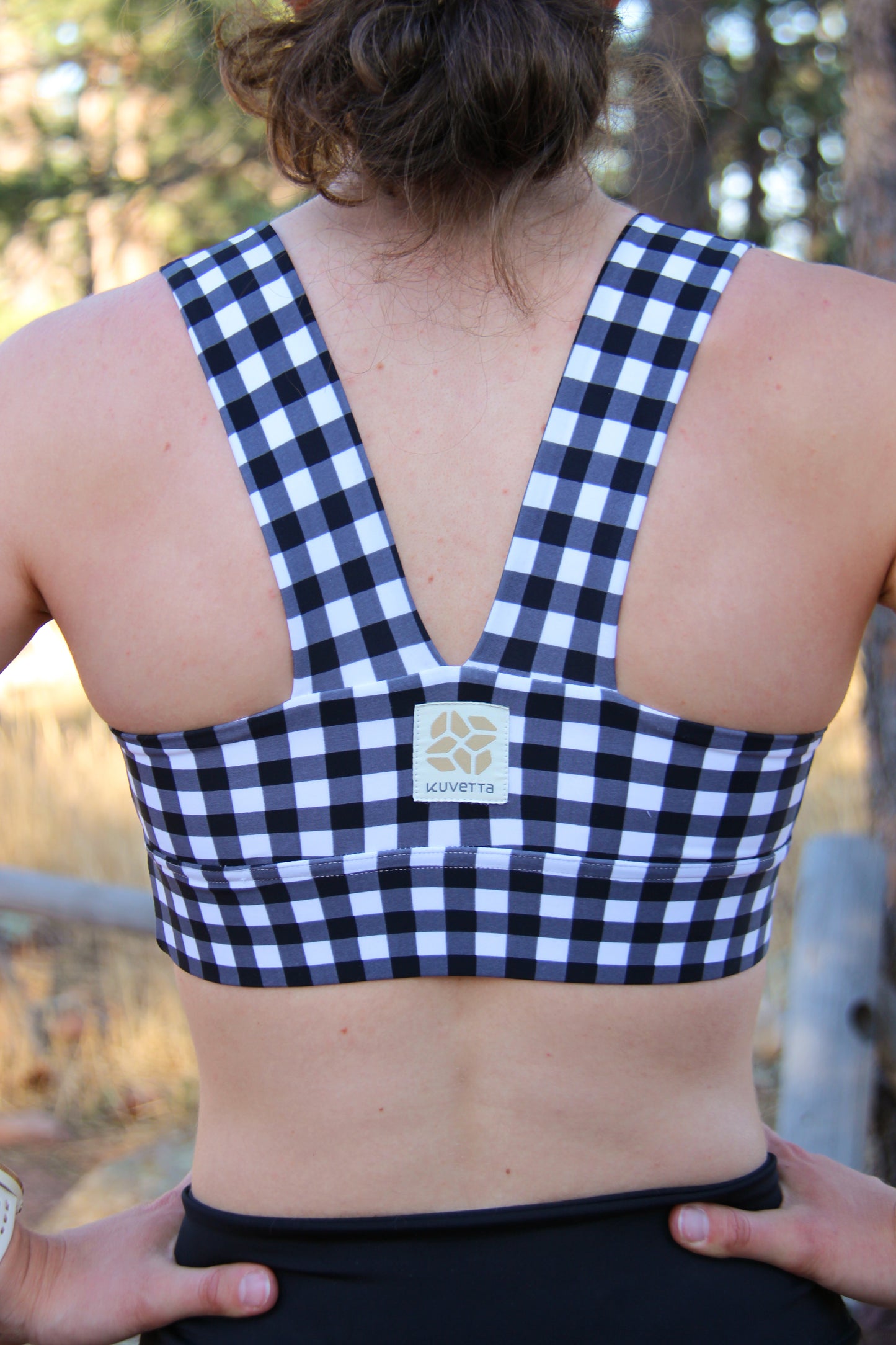 Square Neck Sports Bra -  Gritty Gingham