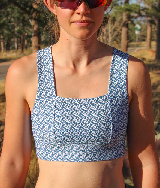 Square Neck Sports Bra -  Diamond Dash