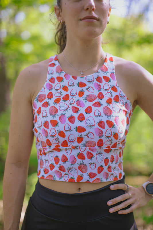 High Neck Crop - Strawberries & Cream