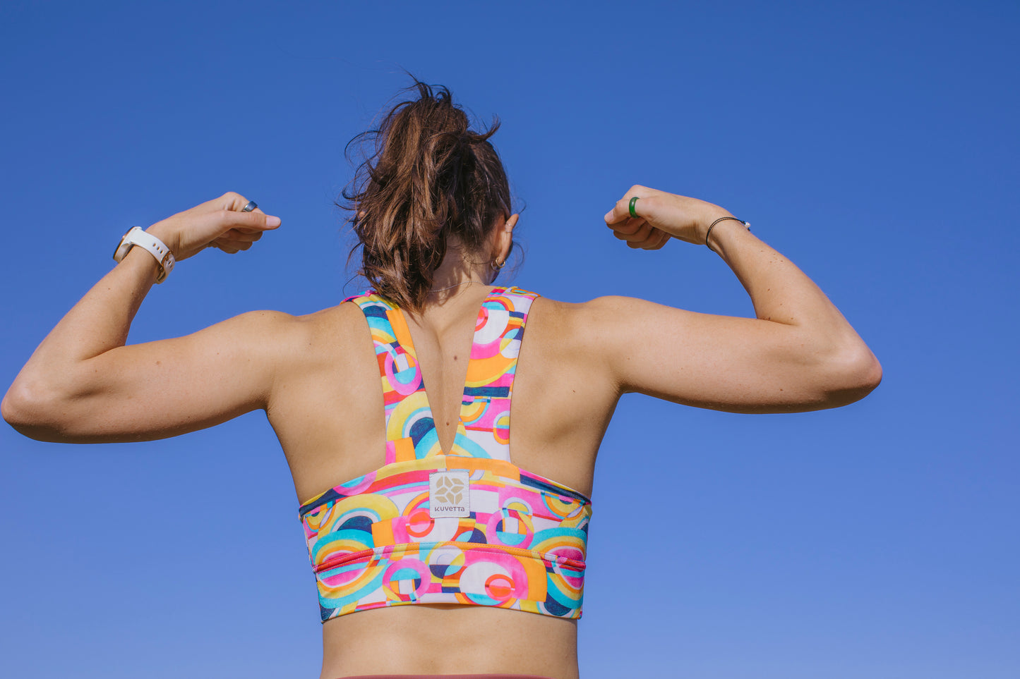 Square Neck Sports Bra - Pink Disco